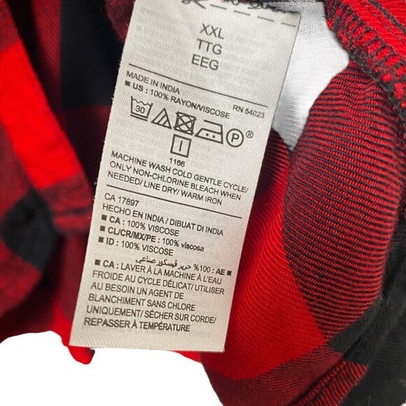 OLD NAVY Buffalo Plaid Ruffle Shirt XXL Rayon Flannel Womens Top - Picture 9 of 9
